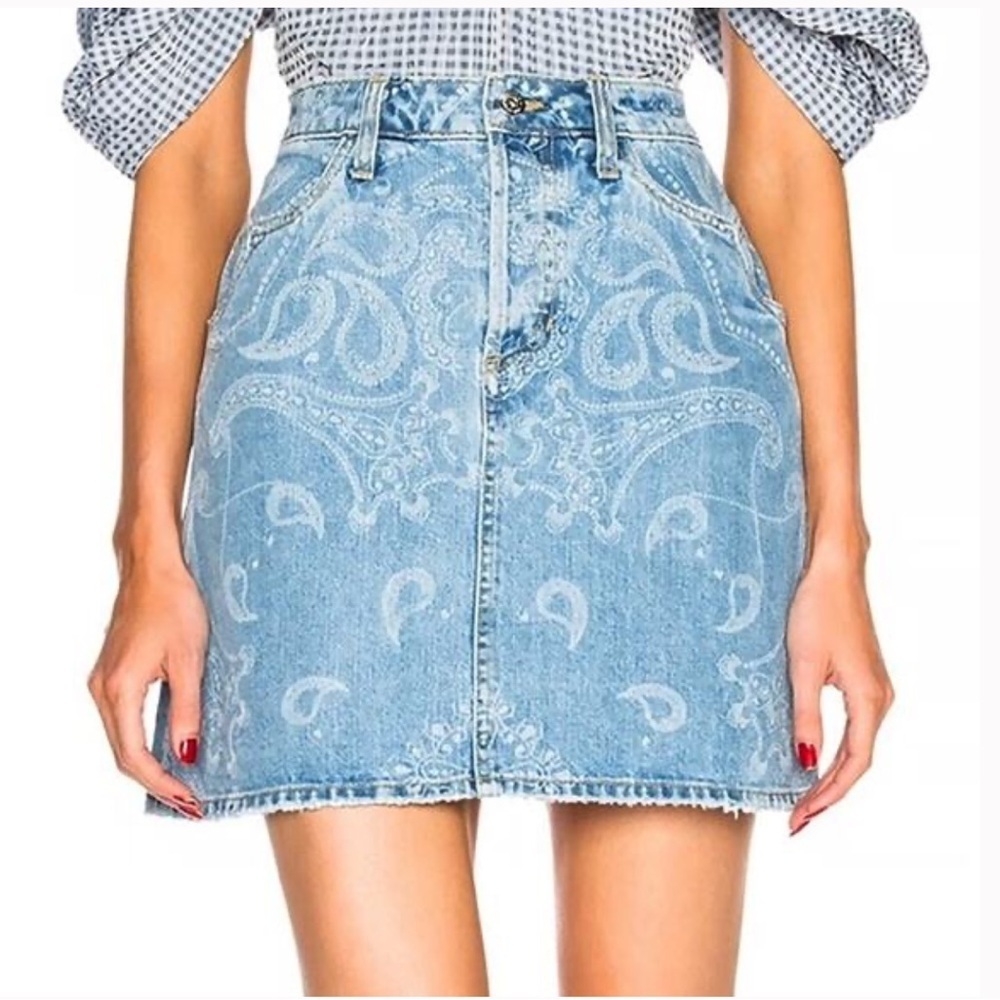 Jonathan Simkhai Paisley Print Denim Mini Skirt Size 29